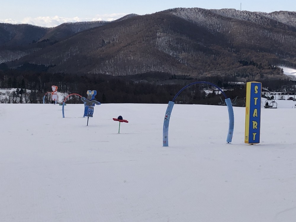 アイテムでスキーの上でバランスや運動、ターンを身に付けます